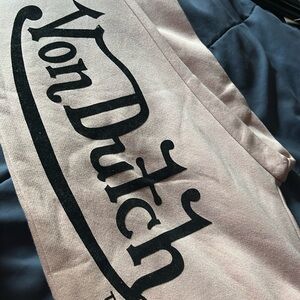 NWT Von Dutch pink joggers with velvet lettering, rose gold grommets- Brand new